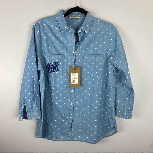 Rope Women's Blue Button Down Shirt Size M Cotton - Picture 3 of 8